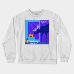 Moose Night in Alaska Crewneck Sweatshirt